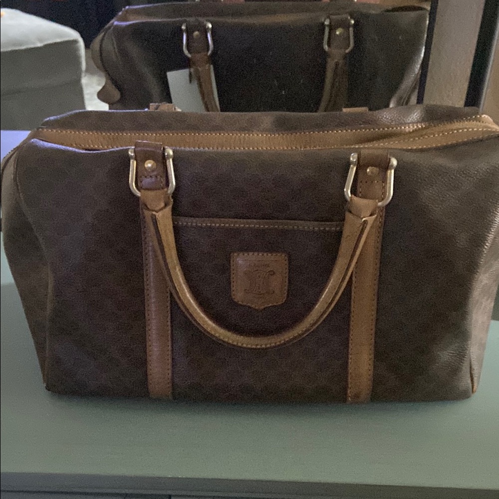 Celine Brown Bag with Leather Accents